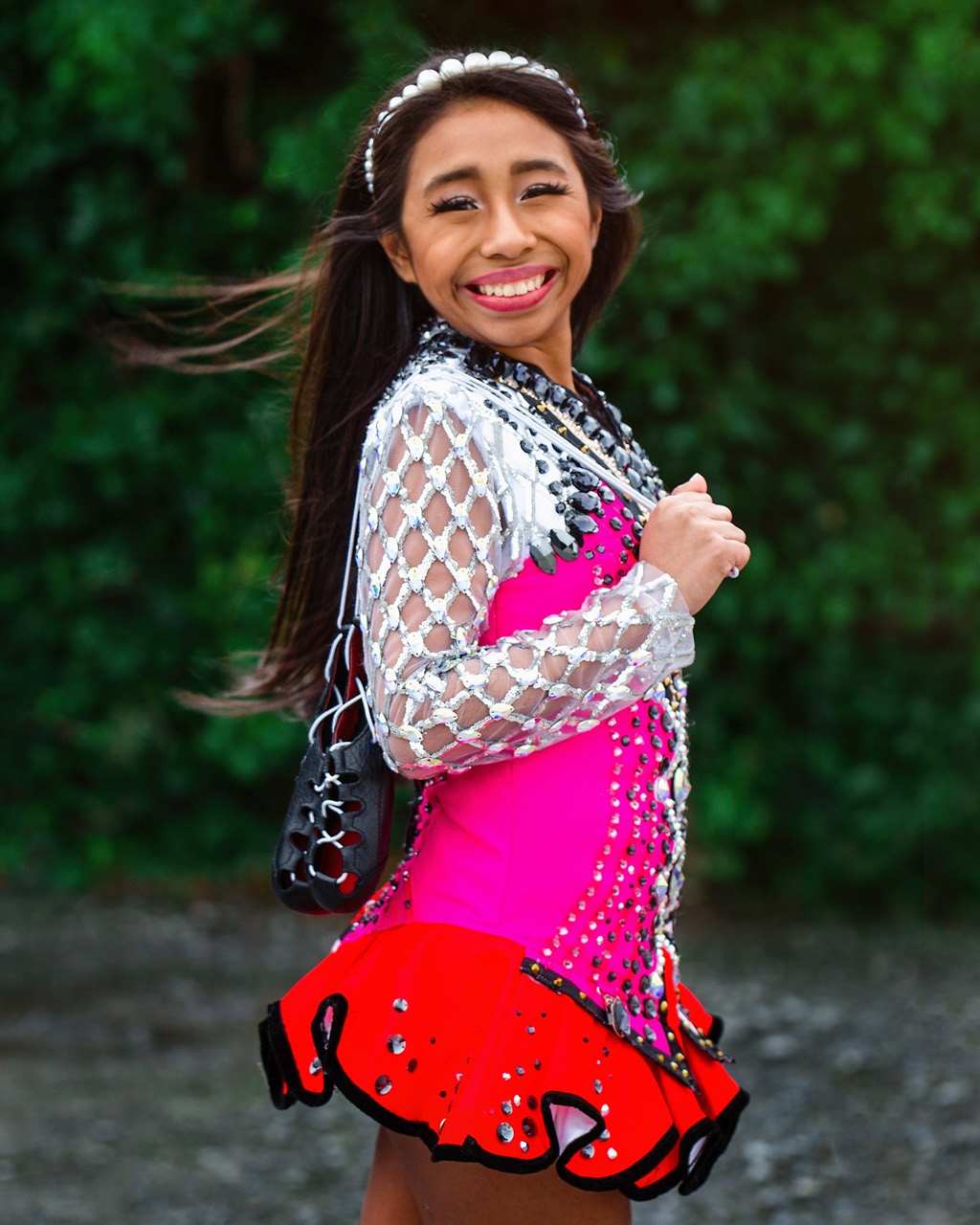 Sofia, Spirited Soles teacher, in her Irish dance competition dress